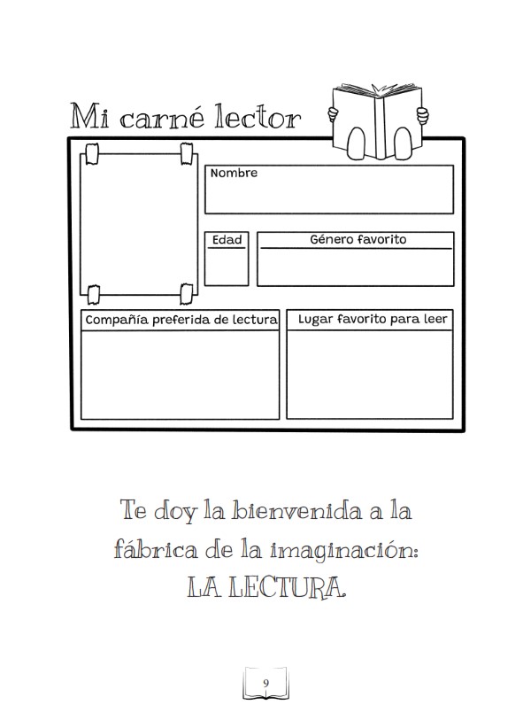 Página de Mi primer diario de lecturas donde se incluye un carné lector para rellenar.