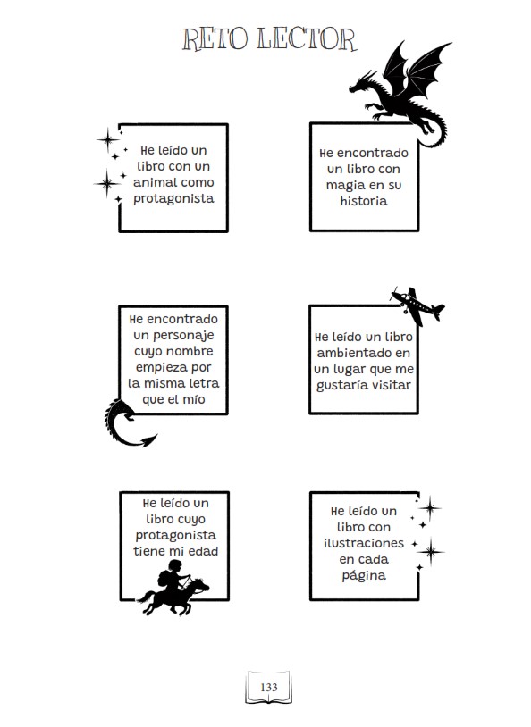Página de Mi primer diario de lecturas donde se incluyen varios retos lectores.