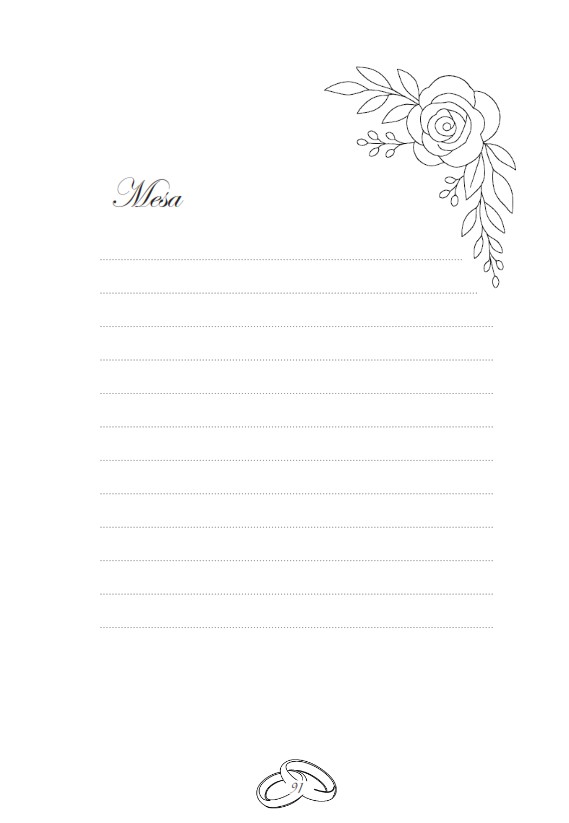 Texto del interior del planificador Boda perfecta que indica la distribución de las mesas.