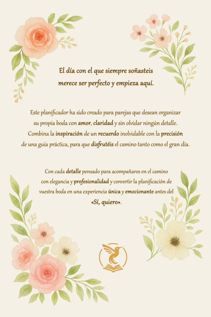 Contraportada del planificador Boda perfecta