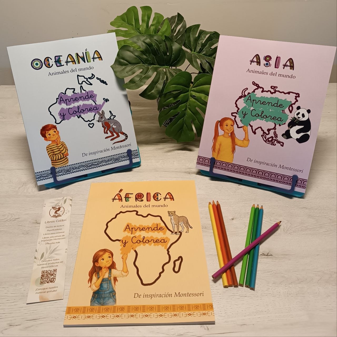 Pack de la serie Aprende y colorea animales del mundo, de inspiración Montessori